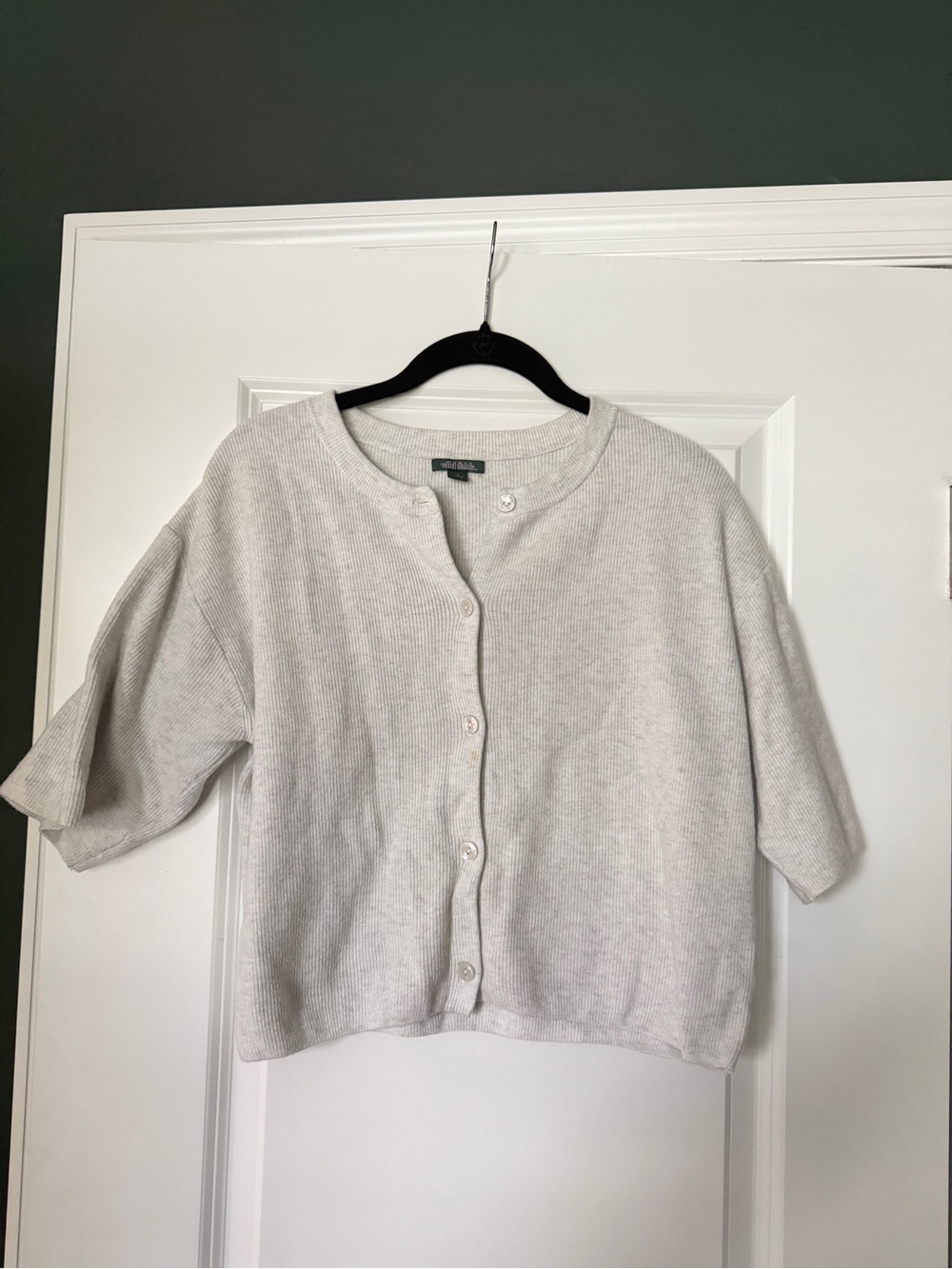 wild fable Light Gray Short-Sleeve Button Cardigan